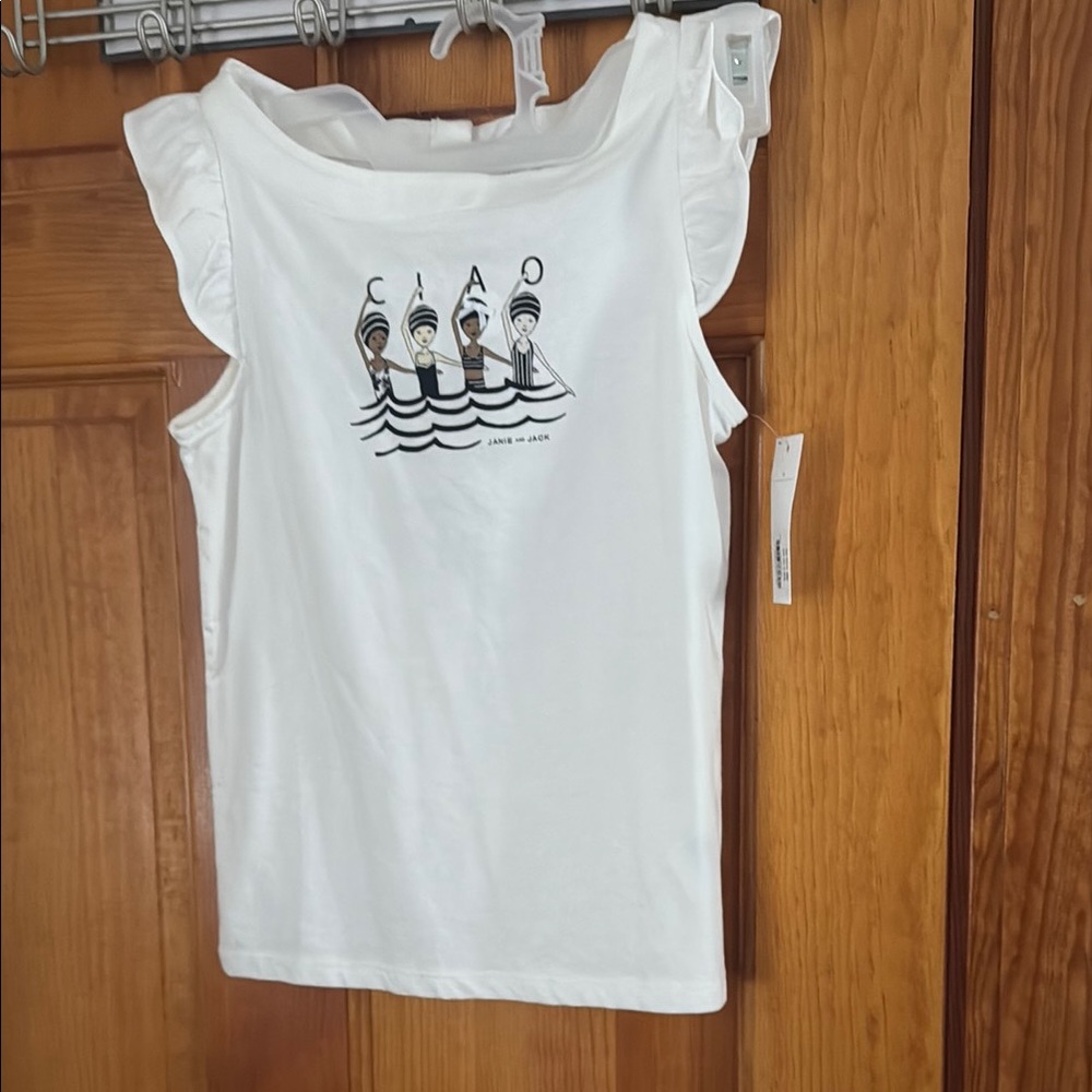 Janie and Jack White and Black Graphic Tank Top